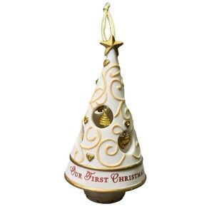 Hallmark Our First‎ Christmas Ornament 2006 Gold Ivory Tree QXG2733